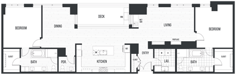 Floor plan for 2 beds, 2.5 baths, 2189 sqft